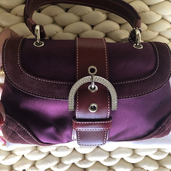 Coach Satin Mini Top Handle Leather Bag with Pave Crystals - Picture 4 of 10